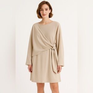 NWT Nap Loungewear beige asymmetrical long sleeve sweatshirt dress oversized